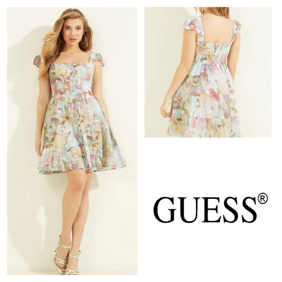 Guess Dresses Nwt Guess Eco Collection Miraflores Print Sophia Mini